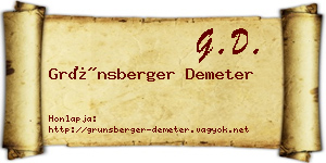 Grünsberger Demeter névjegykártya